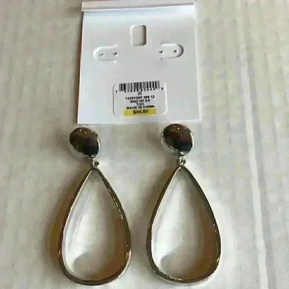 Charter Club new silver tone open drop earrings - Picture 6 of 8